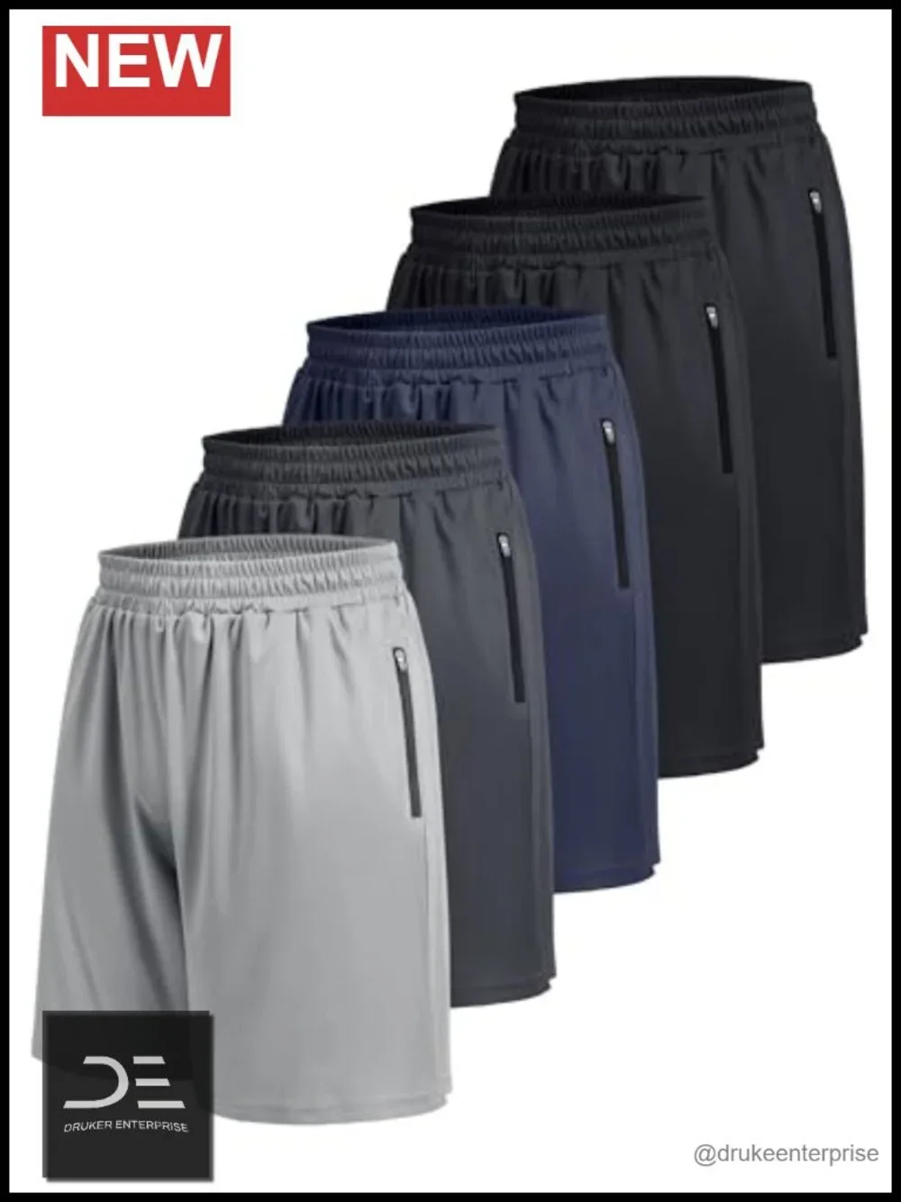 5 Pack Mens Athletic Shorts with Zipper Pockets Lightweight Quick Dry